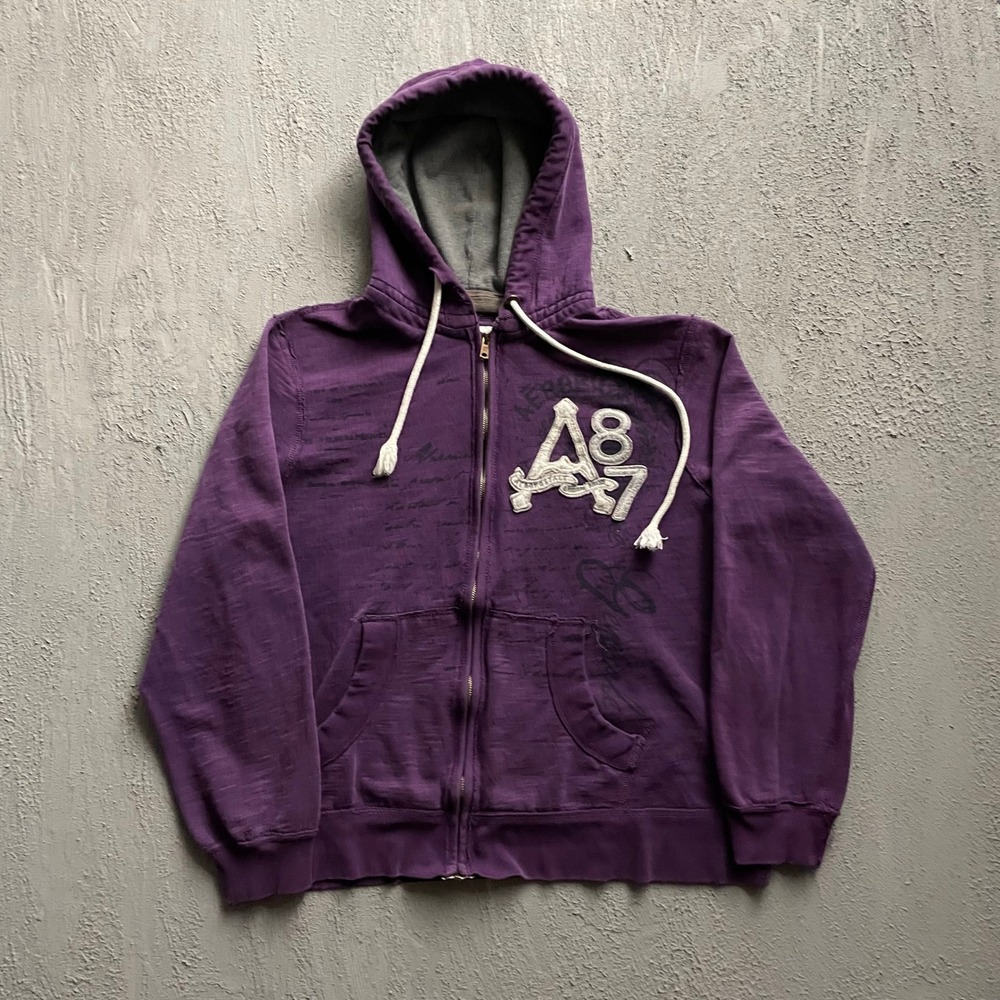 Vintage Aeropostale Zip Up Hoodie Men XL Purple 2000s